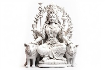 Fototapeta na wymiar Goddess durga face in happy isolated on white background