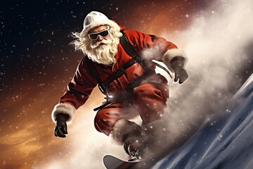 Santa Claus skiing