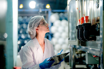 scientist worker checking the quality of Reverse osmosis machine system at the industrial factory....