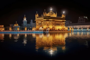 Fototapeta premium Golden Temple in the evening at sunset, amritsar
