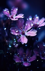 Beautiful blooming dark purple flowers, closeup texture
