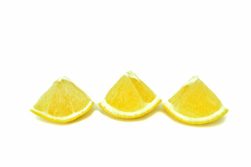 Lemons, limes, thinly sliced, arranged on a white background that can be separated