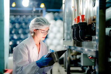 scientist worker checking the quality of Reverse osmosis machine system at the industrial factory....