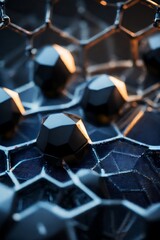 Chemical Symphony: Vibrant 3D Vector Illustration of Molecule Structures and Hexagonal Patterns