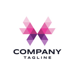 Beauty butterfly origami icon logo template