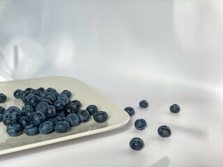 Blueberries in a plate closeup