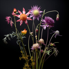 beautiful different flowers unusual bouquet