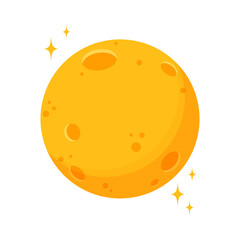 Full moon and stars in cartoon style, icon, astronomy, earth satellite. Vector illustration © SmartArtStudio