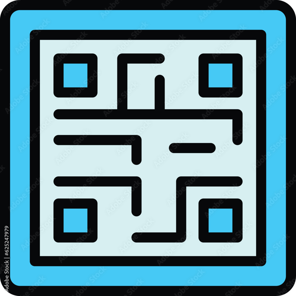 Poster code reader icon outline vector. qr scan. data barcode color flat