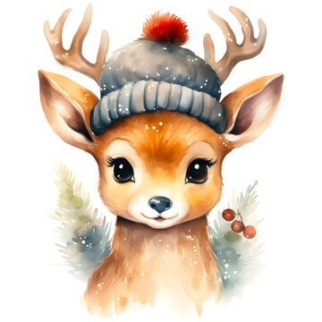 Cute christmas reindeer clipart with transparent background