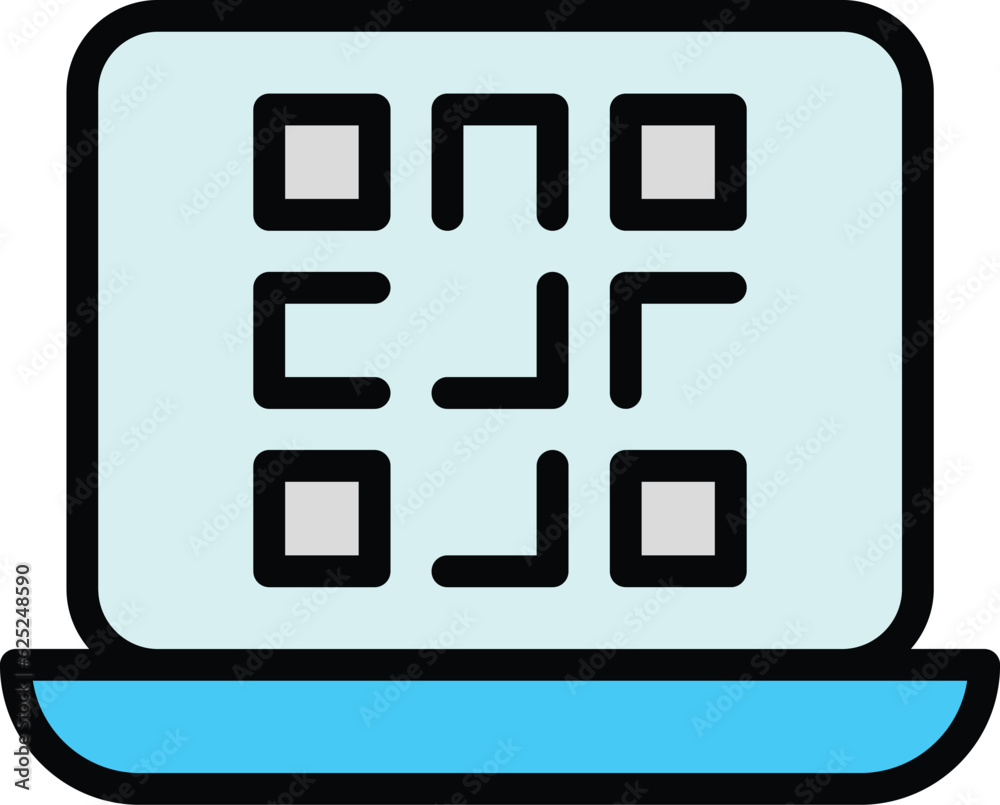 Poster computer code scanner icon outline vector. scan qr. mobile reader color flat