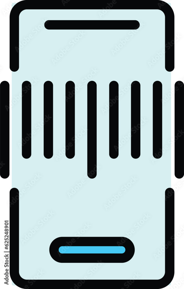 Poster detect barcode icon outline vector. code scanner. qr identity color flat