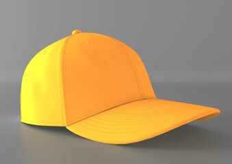 Fototapeta premium Images of yellow baseball cap isolated on white background. 