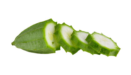 Fresh Angled luffa fruit on transparent png