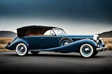 Plakat Classic Car, elegant coachbuilt Grand Tourers,side view, pinstripes