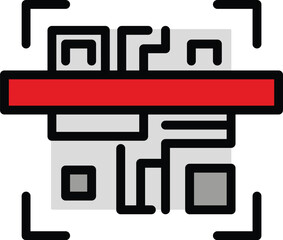 Security barcode icon outline vector. Scan code. Qr payment color flat