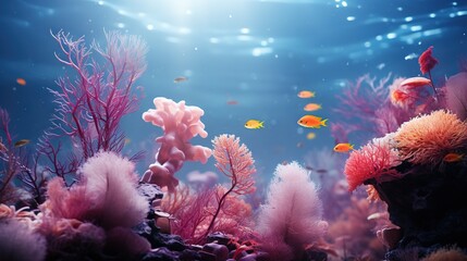  a coral reef with a variety of colorful corals and fish.  generative ai