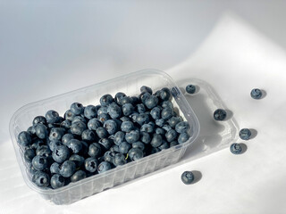 Fresh Raw Organic Berries Blueberry in Plastic Box