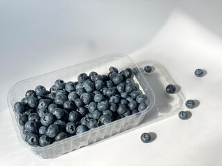 Fresh Raw Organic Berries Blueberry in Plastic Box