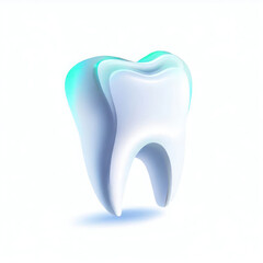 White teeth 3D isolated on white background.generative AI