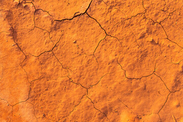 Full frame to terrain with arid climate. the surface of the land is cracked.