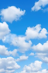 Naklejka na ściany i meble Beautiful bright blue sky with light white clouds. Generative AI
