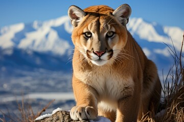 Naklejka premium Cougar (Puma concolor). Generative AI