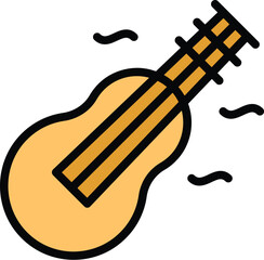 Beach guitar icon outline vector. Summer party. Tropical music color flat