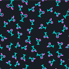 Fototapeta na wymiar Line Cocktail and alcohol drink icon isolated seamless pattern on black background. Vector