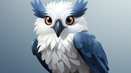  a blue and white bird with big eyes on a branch.  generative ai