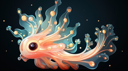  a colorful fish with bubbles and bubbles on it's tail.  generative ai