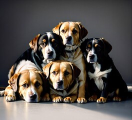 Five Dogs Sitting created with Generative AI.