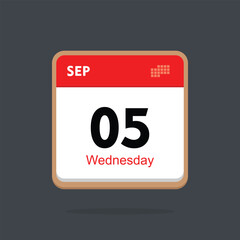 wednesday 05 september icon with black background, calender icon