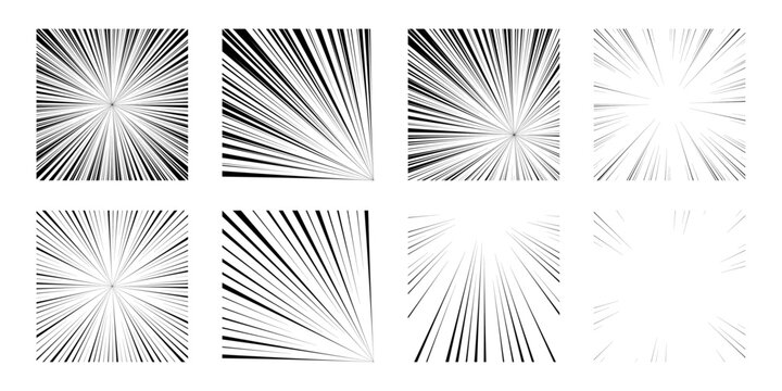 Set Of Radial Motion Graphics And Cartoon Strips