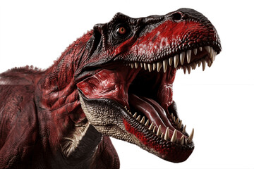 Face Shot of Angry Tyrannosaurus Rex Isolated on Transparent Background. AI