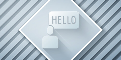 Paper cut Acquaintance icon isolated on grey background. Paper art style. Vector