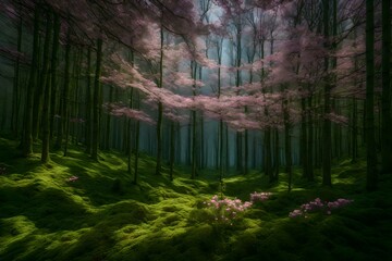 forest in the night Generated Ai Technology