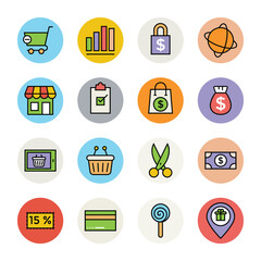 Shopping and Commerce Flat Icons

