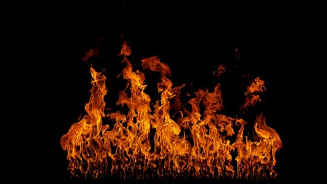 Super Slow Motion Shot of Big Flame Isolated on Black Background at 1000fps.