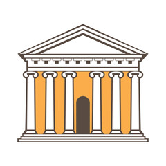 Obraz premium Ancient Roman Greek temple building logo symbol simple vector illustration template
