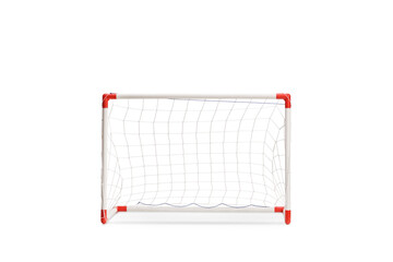 Front view of a mini football goal