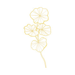 Gold line art illustration with lotus branch