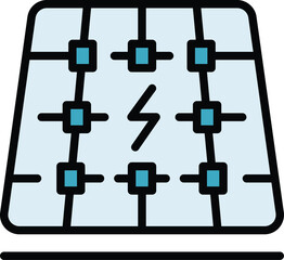 Roof energy panel icon outline vector. Solar power. House heat color flat