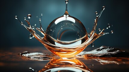  a liquid splashing out of a bowl on top of a table.  generative ai