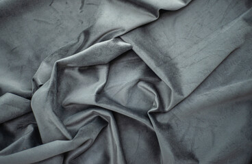 gray velvet with folds, luxury silk fabric background