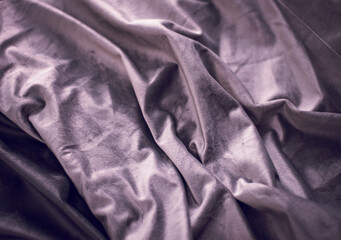 Lilac velvet with pleats, luxury purple silk fabric background