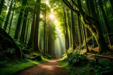 forest in the morning Generated Ai Technology