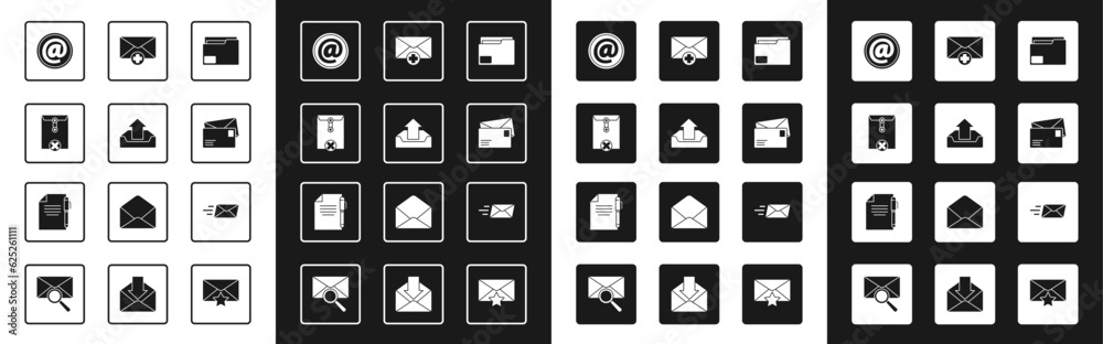 Poster set document folder, upload inbox, delete envelope, mail and e-mail, envelope, received message conc