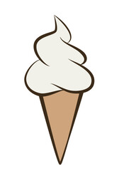 ice cream - lemon soft serve ice cream in a cone, color vector illustration isolated on white