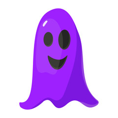 Vector flat halloween illustration with ghost